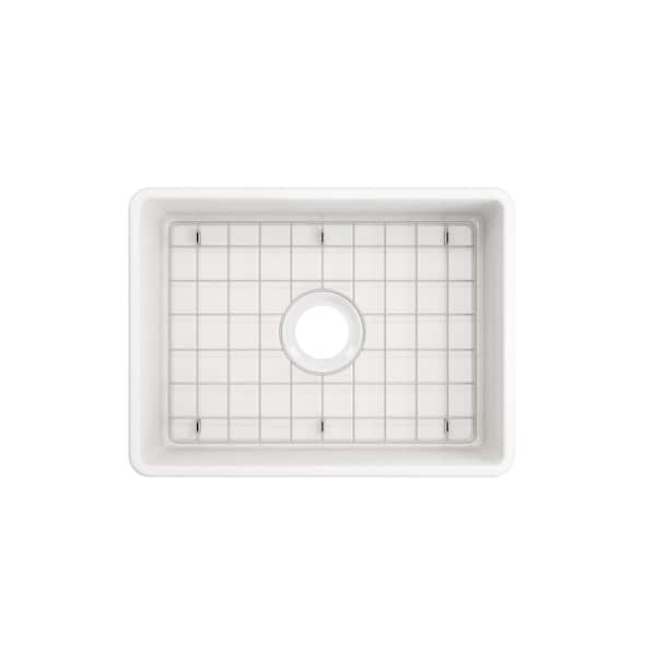 Farmhouse Apron-Front Fireclay 24 in. Single Bowl Kitchen Sink in White with Bottom Grid