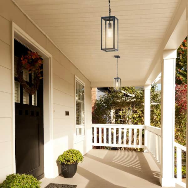 Hurley Modern 1-Light Matte Black Hardwired Outdoor Hanging Pendant Light