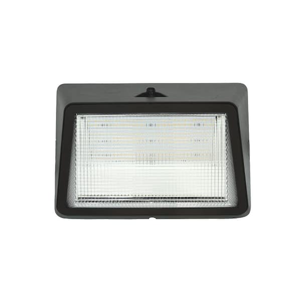 250W Equivalent Integrated LED Bronze Outdoor Commercial Refractor Wall Pack Light, 10,000 Lumens, 4000K, Dusk-to-Dawn