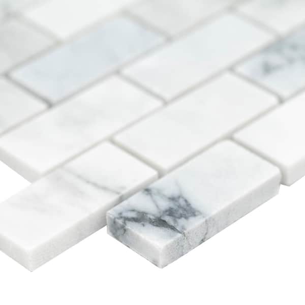 Carrara Classique Brick 11.81 in. x 11.81 in. Honed Marble Wall Tile (0.97 sq. ft./Each)