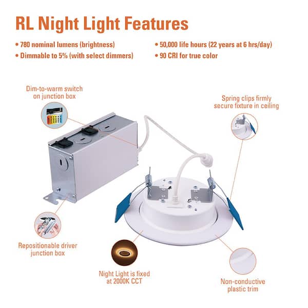 4 in. RL Night Light, 700-Lumens, Selectable CCT, D2W DM