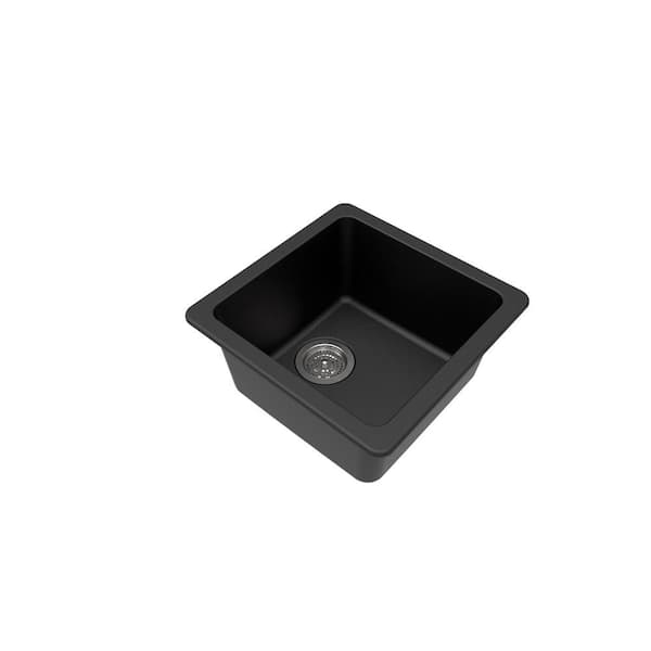 Black Granite Composite 17 in. Dual Mount Bar Sink