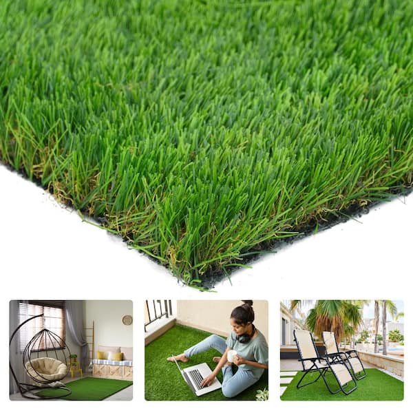 Green 3.5 ft. x 6 ft. Artificial Grass Turf, Grass Pad Mat for Pets, Fake Grass Rugs for Garden, Lawn, Patio & Balcony