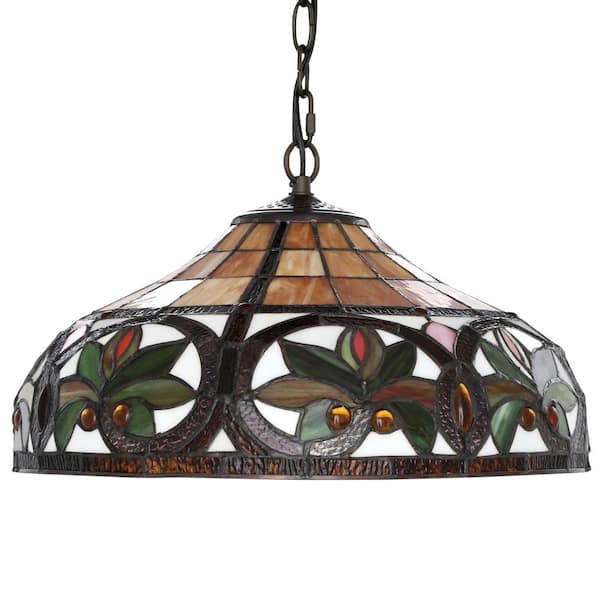 Tiffany 2-Light Sunrise Bronze Pendant Hanging Lamp
