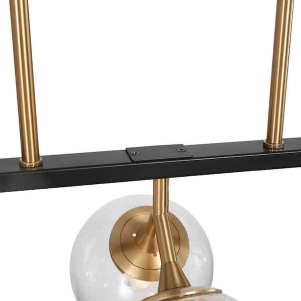 Farmhouse Black Kitchen Chandelier, 28.5 in. 6-Light Mid-Century Modern Plated Gold Dining Room Island Globe Chandelier