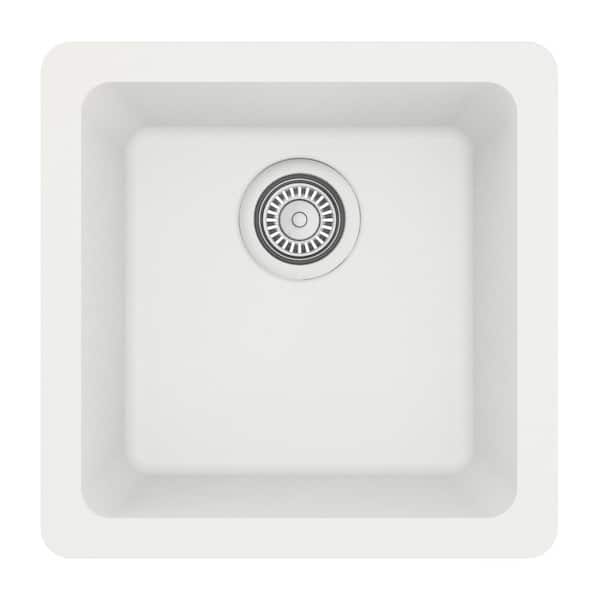White Quartz 17 in. Undermount Bar Sink