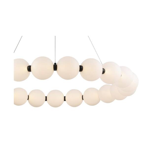 Ellington 33 in. Dimmable Integrated LED Black Chandelier Light Fixture with Acrylic Globe Shades