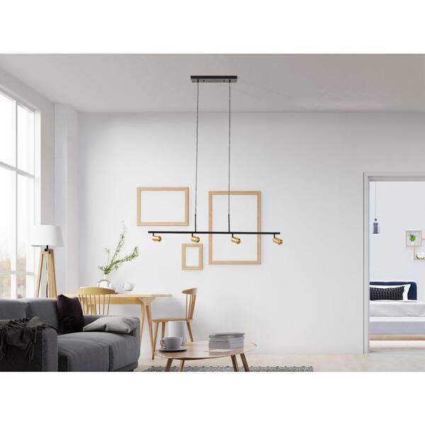 7-Watt 3000K 4-Bulb 1960 Lumens Gold Spot Light Hanging LED Fixed Track Pendant Light