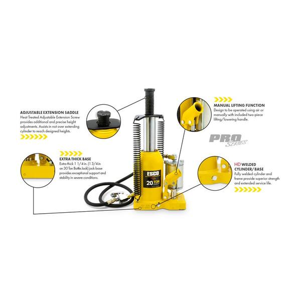 Pro Series 20 Ton Air Hydraulic Bottle Jack
