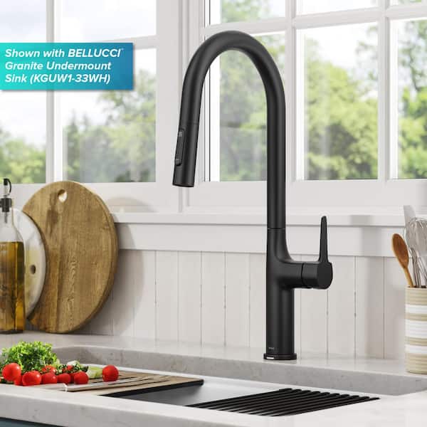 Oletto Single Handle Touch Pull Down Sprayer Kitchen Faucet in Matte Black