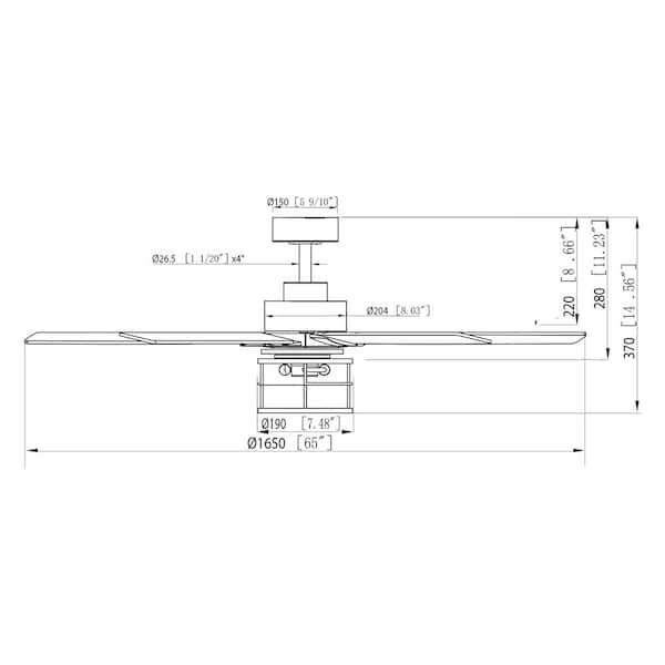 Barnn 65 in. Industrial Matte Black Downrod Mount LED Ceiling Fan with Lights and Remote Control
