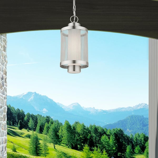 Nottingham 1 Light Brushed Nickel Outdoor Pendant Lantern
