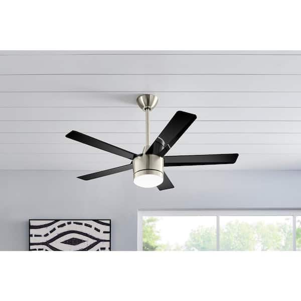 Merwry 48 in. Integrated LED Indoor Brushed Nickel Ceiling Fan with Light Kit and Remote Control