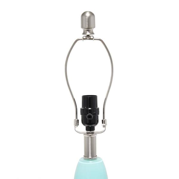23.5 in. Seafoam Glass Dollop Table Lamp with White Fabric Shade