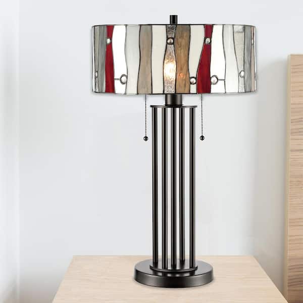 Aston 27 in. Bronze Table Lamp with Hand Rolled Art Glass Shade