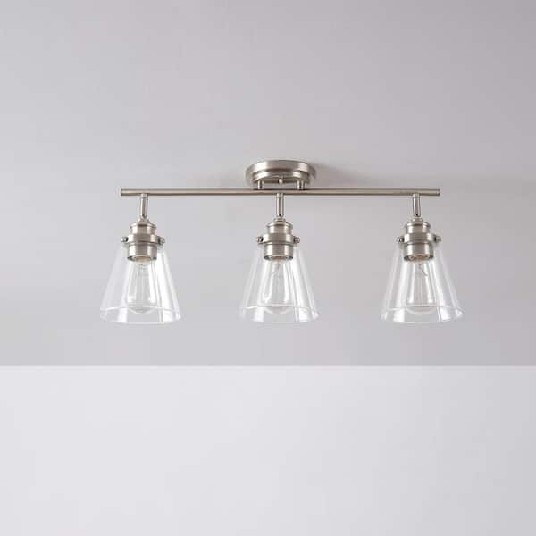 Jackson 2 ft. 3-Light Brushed Nickel Fixed Track Lighting Kit with Clear Glass Shades