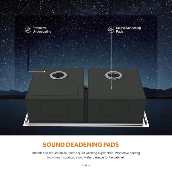 AIO Tight Radius Drop-In/Undermount 18G Stainless Steel 33 in. 50/50 Double Bowl Kitchen Sink with Spring Neck Faucet