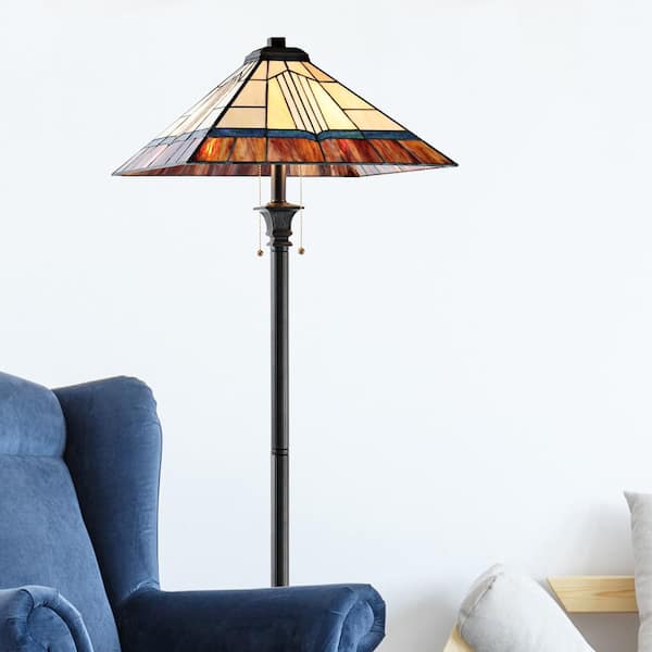 Novella 62 in. Tiffany Bronze Metal Floor/Torchiere Lamp