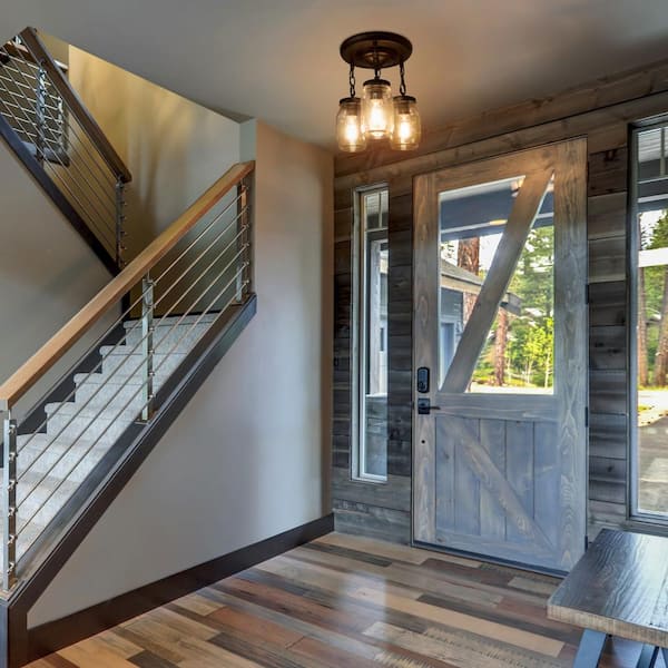 Mina Coastal 10 in. 3-Light Oil-Rubbed Bronze Semi-Flush Mount Light with Mason Jar Shade Modern Farmhouse Ceiling Light