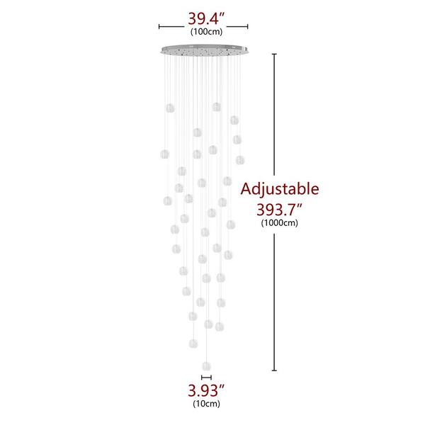 36-Light Modern Chrome Spiral Crystal Raindrop Chandelier Foyer High Ceiling Large Chandelier