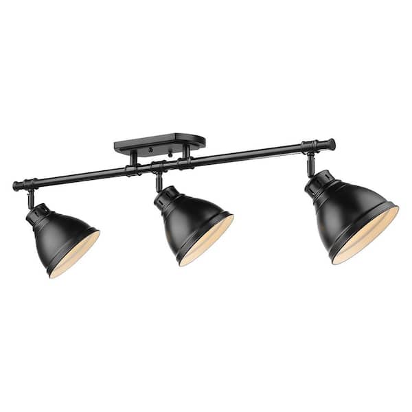 Duncan Collection 3-Light Black Semi-Flush Mount with Matte Black Shade