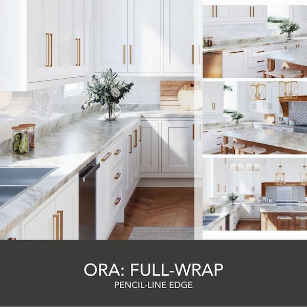 Wilsonart 6 ft. Straight Laminate Countertop Kit Included in Textured Drama Marble with Eased Edge and Backsplash