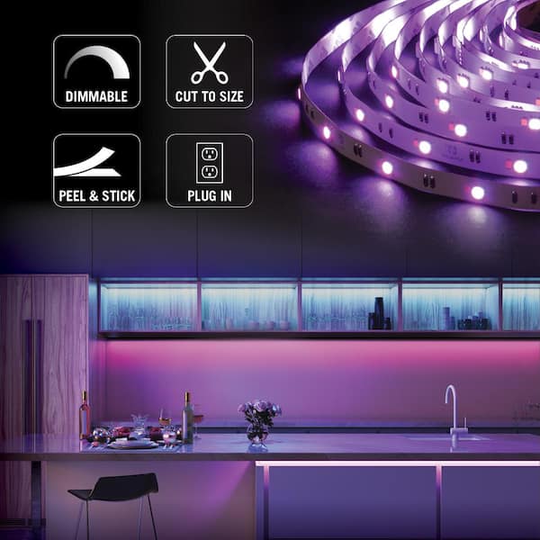 RibbonFlex Home 16 ft. RGB Plus W Smart LED Tape Light Kit