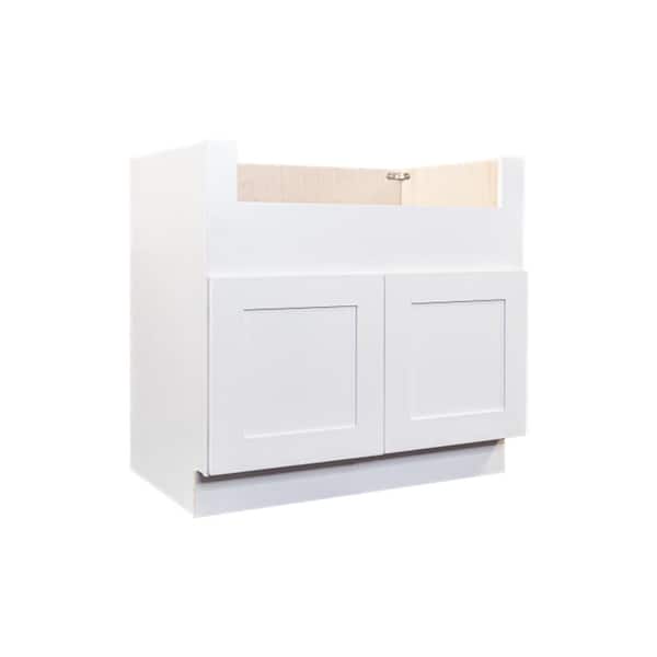 Lancaster White Plywood Shaker Stock Assembled Farm Sink Base Kitchen Cabinet 36 in. W. x 34.5 in. H x 24 in. D