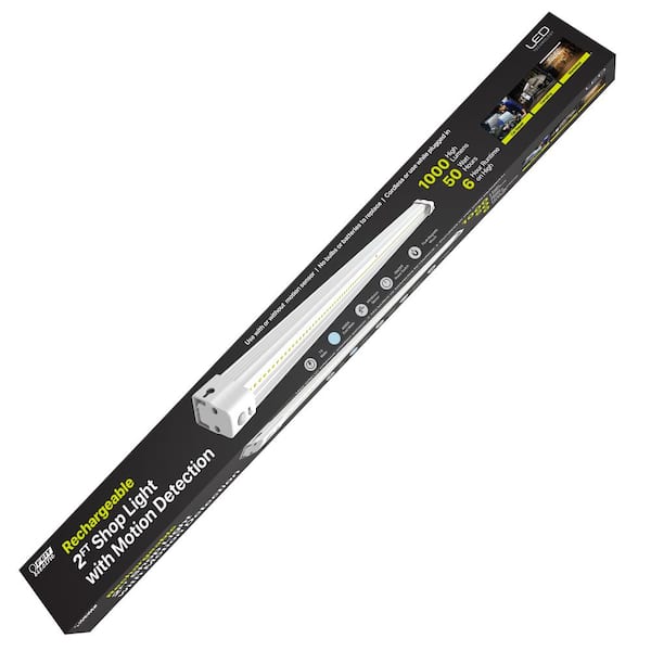 2 ft. Battery Operated LED White Motion Sensor 50-WH Rechargeable 1000-Lumen Cool White Portable Shop Light (1-Pack)