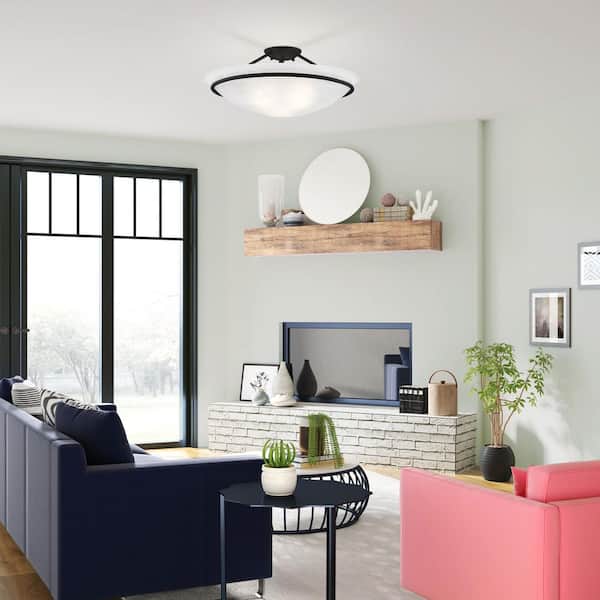 Providence 3-Light Black Incandescent Ceiling Semi-Flush Mount