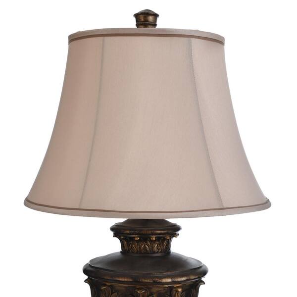 34 in. Majestic Gold Table Lamp with Cream Fabric Shade