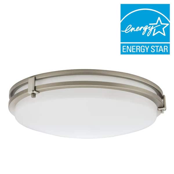 13 in. 1-Light Brushed Nickel LED Flush Mount