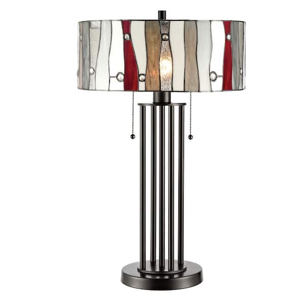 Aston 27 in. Bronze Table Lamp with Hand Rolled Art Glass Shade