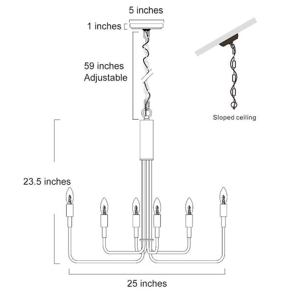 Asymmetric Modern 6-Light Black Rustic Transitional Candlestick Kitchen Island Chandelier