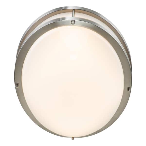 32.5 in. Brushed Nickel Oval 35-Watt Dimmable LED Flush Mount with Opal Acrylic Shades