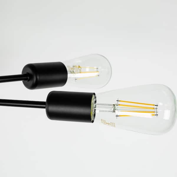 6-Light Black Sputnik Modern Linear Semi Flush Mount