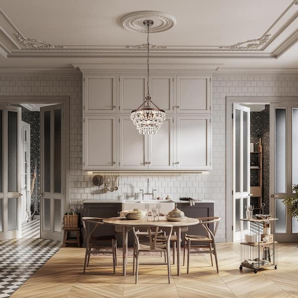 Clarus 5-Light Antique Copper 4-Tier Glam Chandelier with Clear Glass Hanging Crystals