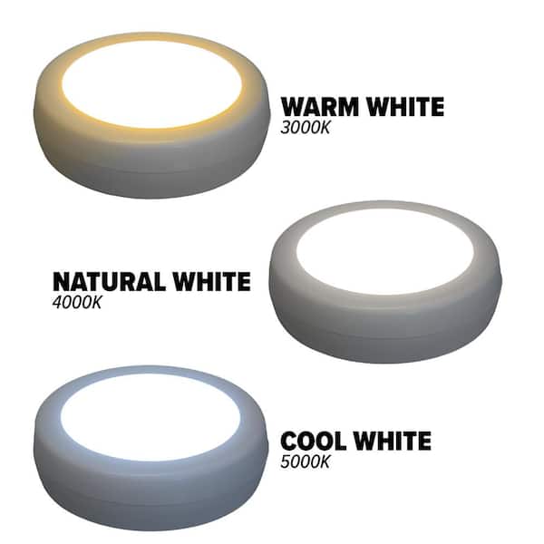 LED White Adjustable Puck Light with Remote and Batteries (6-Pack)