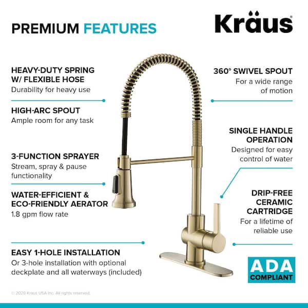 Britt Single Handle Commercial Style Kitchen Faucet in Spot Free Antique Champagne Bronze