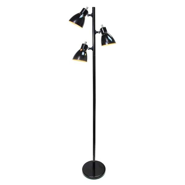 64 in. Metal 3-Light Tree Black Floor Lamp