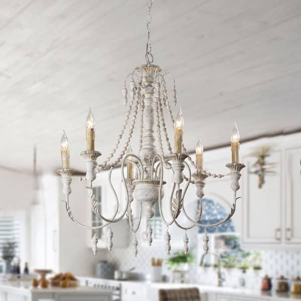 Billiter 6-Light Gray Chandelier Candle Style Wood