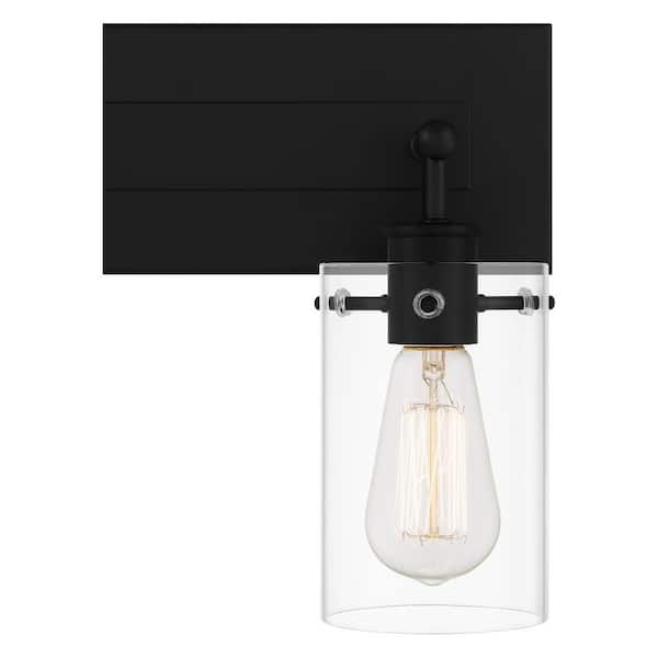 Regan 29.25 in. 4-Light Matte Black Bathroom Vanity Light with Clear Glass Shades