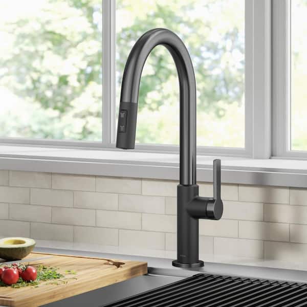 Oletto Single Handle Pull-Down Kitchen Faucet in Matte Black/Spot Free Black Stainless Steel