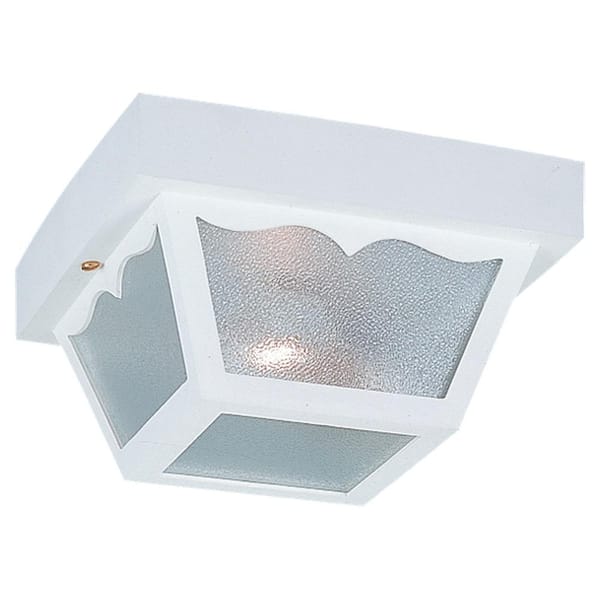 10.25 in. W. 2-Light White Outdoor Ceiling Fixture