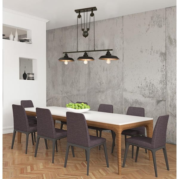 Iron Hill 3-Light Oil Rubbed Bronze Island Pulley Pendant