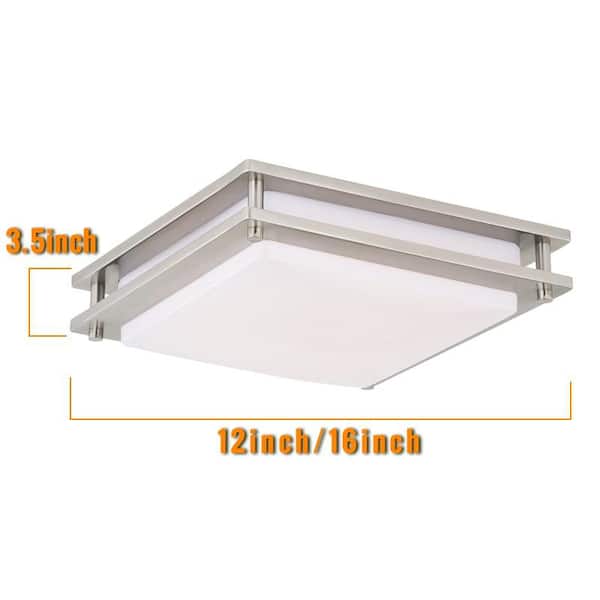 JR Daylight 16 in. Brushed Nickel LED Flush Mount