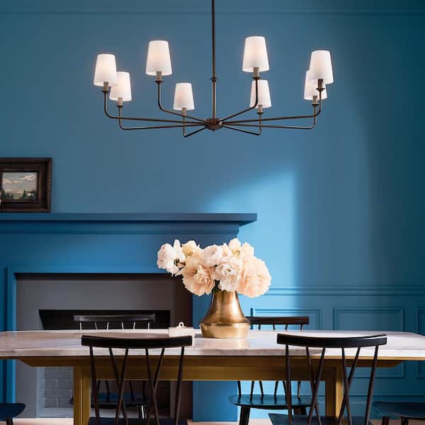 Pallas 42.75 in. 8-Light Black Traditional Shaded Circle Chandelier for Dining Room