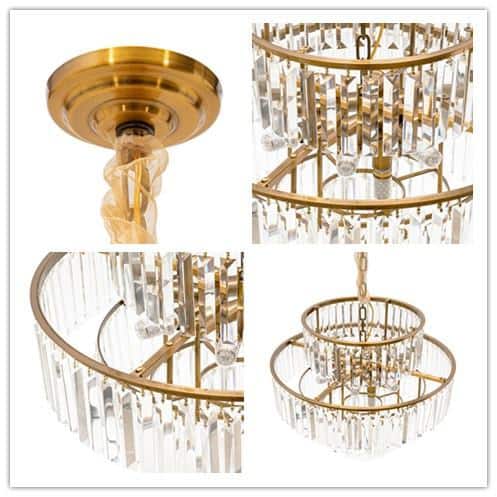 23.62 in. 10-Light 4-Tier Gold Modern Luxury K9 Crystal Pendant Light(Without Remote Control)