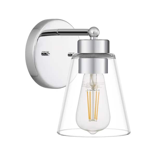 Eastburn 1-Light Polished Chrome Wall Sconce with Clear Glass Shade