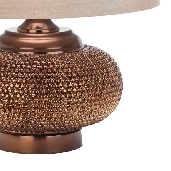 Alexis 19 in. Copper Bead Table Lamp with Taupe Geneva Shade